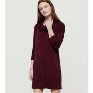 Lou & Grey Cowl‎ Neck Sweater Mini Dress Maroon Burgundy Size Extra Small